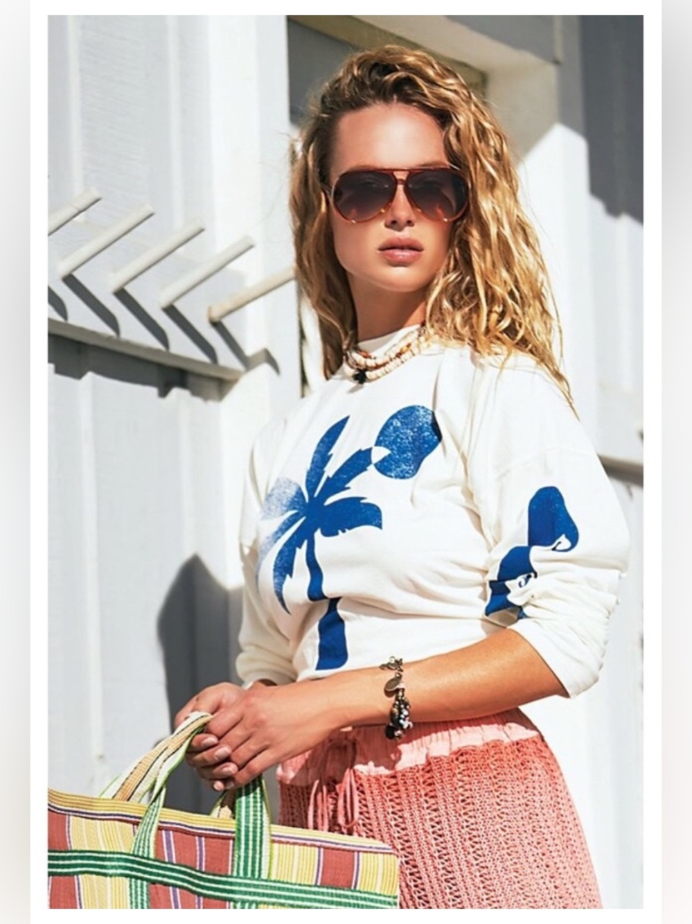 Midnight Rider x Free People Long Sleeve Palm Tree Tee